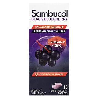 Black Elderberry, Effervescent tabs + Vitamina C & Zinc, Age 4+, 15 Effervescent tabs