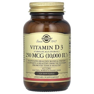 Vitamina D3 (Cholecalciferol), 250 mcg (10,000 IU), 120 softgels