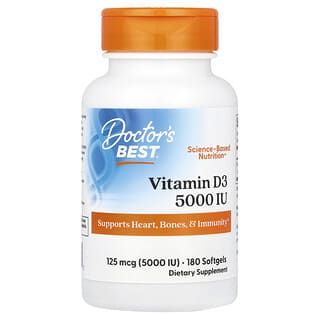 Vitamina D3, 125 mcg (5,000 IU), 180 softgels