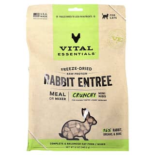 Freeze-Dried Raw Protein, Crunchy Mini Nibs, para Gatos, Rabbit Entree, 12 oz (340.2 g)