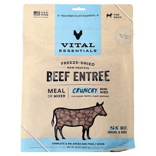Freeze Dried Raw Protein, Crunchy Mini Nibs, para Perros, Res Entree, 25 oz (708.7 g)