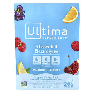6 Electrolitos Esenciales Mezcla Diaria para Bebida, Variedad Original 20 Stick Packs