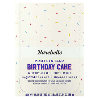 Barras de Proteína Sabor Pastel de Cumpleaños 12 Barras de 55 g c/u