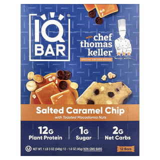 Barras de Proteína Vegetal Sabor Chispas de Caramelo Salado con Nueces de Macadamia Tostadas 12 Barras de 45 g c/u