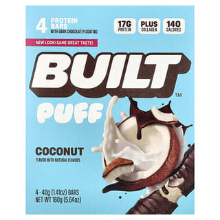 Barras Puff de Proteína Sabor Coco 4 Barras de 40 g c/u