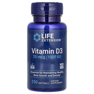 Vitamina D3, 25 mcg (1,000 IU), 250 softgels