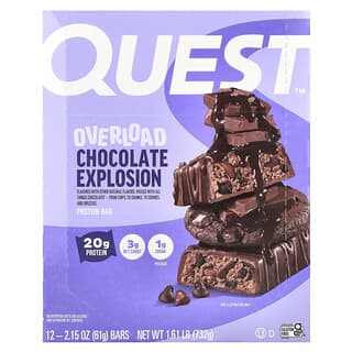 Barras de Proteína Overload Sabor Explosión de Chocolate 12 Barras de 61 g c/u