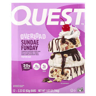 Barras de Proteína Overload Sabor Sundae Funday 12 Barras de 63 g c/u