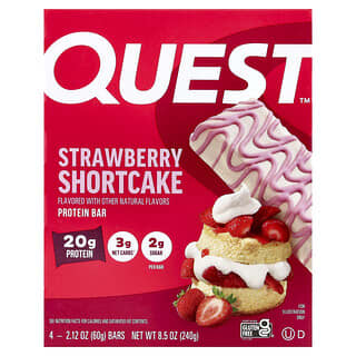 Barras de Proteína Sabor Pastel de Fresa 4 Barras de 60 g c/u