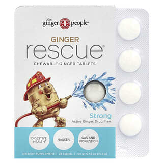 Ginger Rescue, masticable Ginger tabs, Strong, 24 tabs