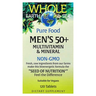 Multivitamínico y Minerales para Hombre 50+, de alimentos integrales, Whole Earth & Sea. 120 tabs.