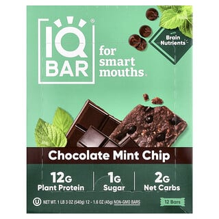 Barras de Proteína Vegetal Sabor Chocolate Mint Chip 12 Barras de 45 g c/u