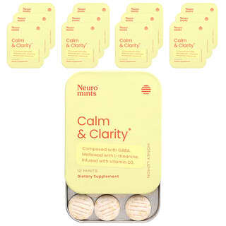 NeuroMints, Calma y Claridad, Honey Limón, 12 Packs, 12 Pieces Each