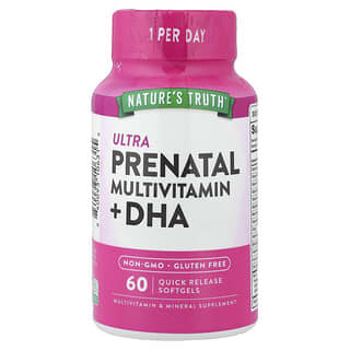 Ultra Prenatal Multivitamínico + DHA, 60 softgels