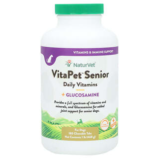 VitaPet Senior, Daily Vitamins + Glucosamine, para Perros, 180 Tabletas Masticables, 1 lb (468 g)