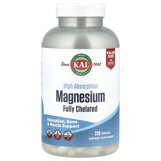 KAL, Magnesio Quelado de alta absorción. 270 tabs