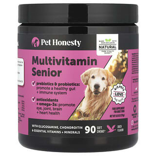 Multivitamínico Senior, For Adult Perros, Pato, 90 Soft Chews, 9.5 oz (270 g)