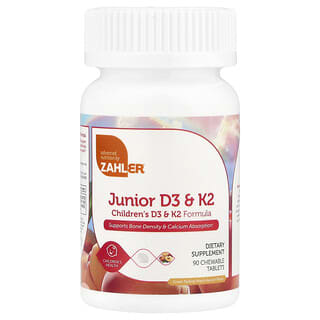 Vitamina D3 + K2, para Niños, masticable, sabor Peach Apricot. 90 tabs masticables.