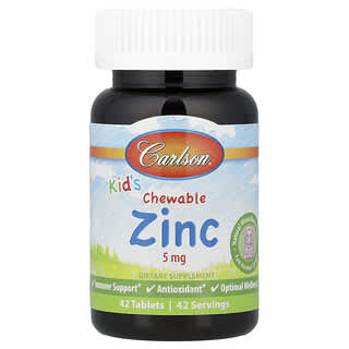 para Niños Masticable Zinc, Natural Mixed Berry, 5 mg, 42 Tabs