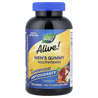 Multivitamínico para Hombre, Alive!, sabor Frutas. 130 gomitas.
