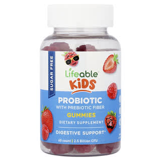 Para Niños, Probióticos con Probióticos Fiber Gummies, Sugar Free, Berry 60 Gomitas