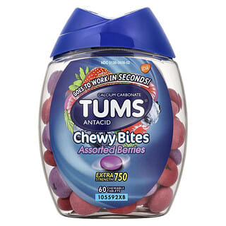 Antacid, Chewy Bites, Assorted Berries, 750 mg, 60 tabletas masticables
