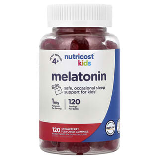 Niños, Melatonina, edades 4+, Fresa, 1 mg, 120 gomitas