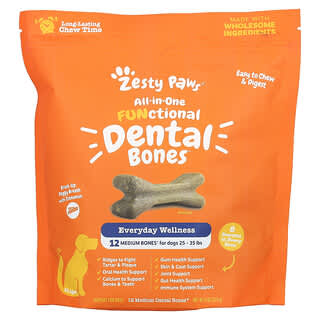 All-in-One Functional Dental Bones, para Perros, Todas las Edades, Cinnamon, 12 Medium Dental Bones, 8 oz (227 g)