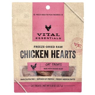 Freeze Dried Raw Premios para Gatos, Pollo Hearts, 0.8 oz (22.7 g)
