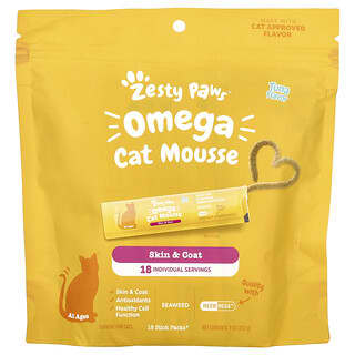 Omega Gatos Mousse, para Gatos, Atún, 18 Stick Packs, 9 oz (252 g)
