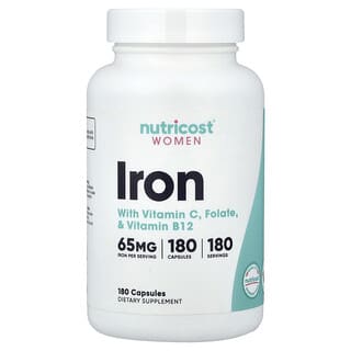 Mujer, Iron con Vitamina C, Folato, & Vitamina B12, 180 caps