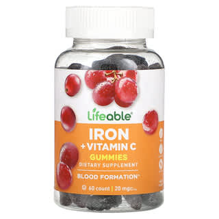 Hierro + Vitamina C gomitas, Uva, 60 gomitas