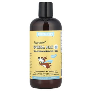 Superhero® Omega Max 3X, Fish Oil, Wild Alaskan Salmón + Cod + Krill, para Perros, All Ages, 16 oz (473 ml)