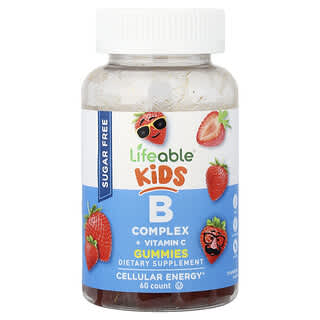 Lifeable, Complejo de Vitamina B + Vitamina C, para Niños, sabor Fresa. 60 gomitas.