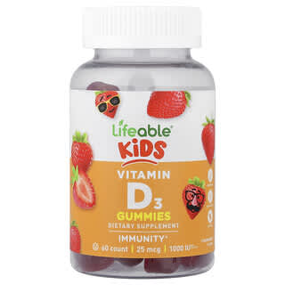 Vitamina D3, para Niños, sabor Fresa. 60 gomitas.