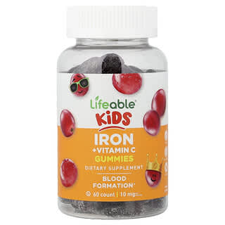 Niños, Hierro + Vitamina C Gomitas, Uva, 60 Gomitas