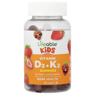 Vitamina D3 + K2, para Niños, sabor Fresa. 60 gomitas.