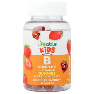 Niños Complejo B + Vitamina C gomitas, Fresa, 60 gomitas