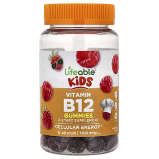 Vitamina B12, para Niños, sabor Frambuesa, 500 mcg. 60 gomitas.