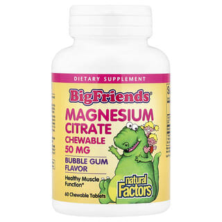 Big Friends, Magnesio Citrate, Bubble Gum, 50 mg, 60 Tabs Masticables