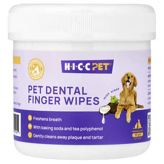 Pet Dental Finger Wipes, para Perros y Gatos, Mint, 50 Pieces