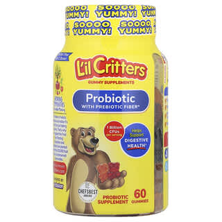 Probióticos con Prebiótico Fiber, Sabor Cereza, Naranja y Uva 60 Gomitas
