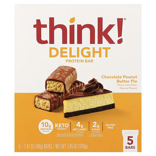 Barras de Proteína Delight Sabor Pay de Chocolate con Mantequilla de Cacahuate 5 Barras de 40 g c/u