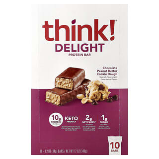 Barras de Proteína Delight Sabor Chocolate Peanut Butter Cookie Dough 10 Barras de 34 g c/u