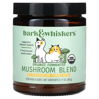 Bark & Whiskers, Organic Fermented Mushroom Blend, para Perros y Gatos, 2.11 oz (60 g)