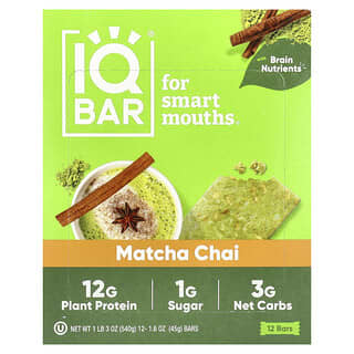 Barras de Proteína Vegetal Sabor Matcha Chai 12 Barras de 45 g c/u
