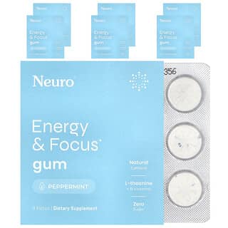 Goma de Energía y Enfoque Sabor Menta 6 Paquetes de 9 Piezas