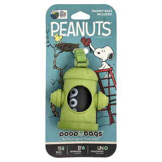Peanuts®, Bag Dispenser, Green, Snoopy Bags, Unscented, 1 Dispenser, 15 Bags