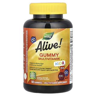 Alive! Niños, Multivitamínico en Gomitas, Cereza, Naranja y Uva, 60 Gomitas