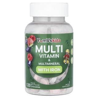 Multivitamínico y Multivitamineral con Hierro para Niños, sabor Uva y Berry. 120 tabs